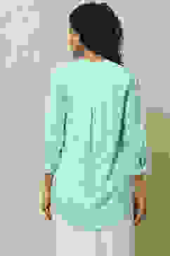 Aqua Floral Printed Straight Indie Top image number 3