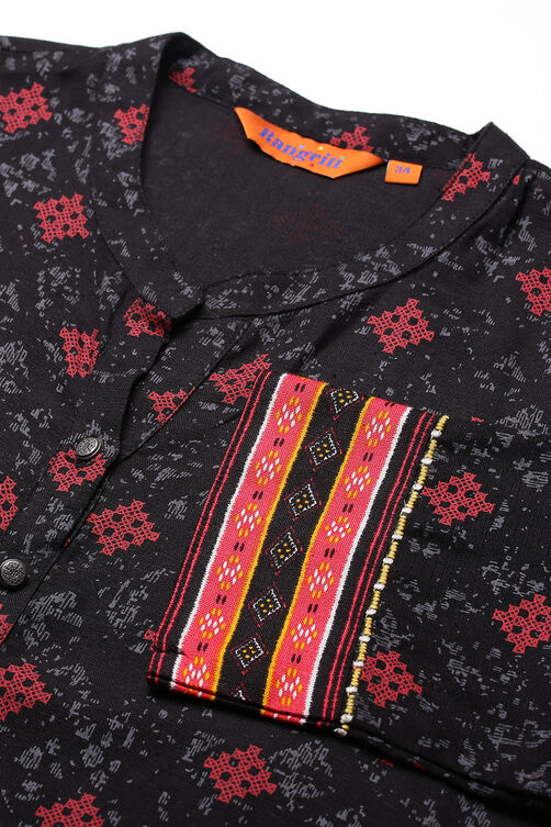 Black Viscose A Line Kurta image number 2