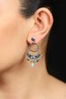Golden Earrings With Blue Enamel image number 1