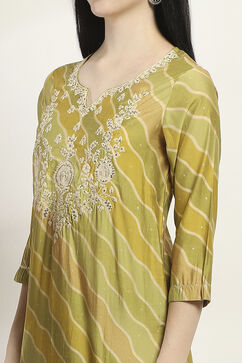 Olive Viscose Blend Straight Set image number 1