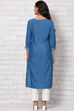 Indigo LIVA Straight Kurta image number 4