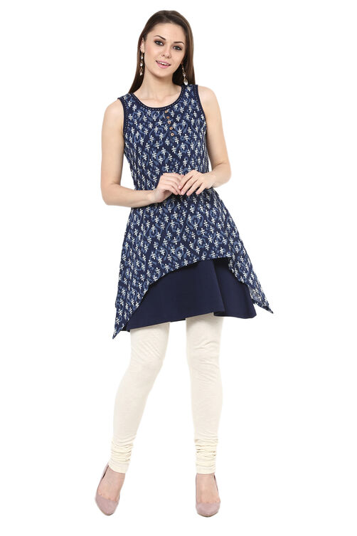 Indigo Straight Poly Chanderi Indie Top image number 0