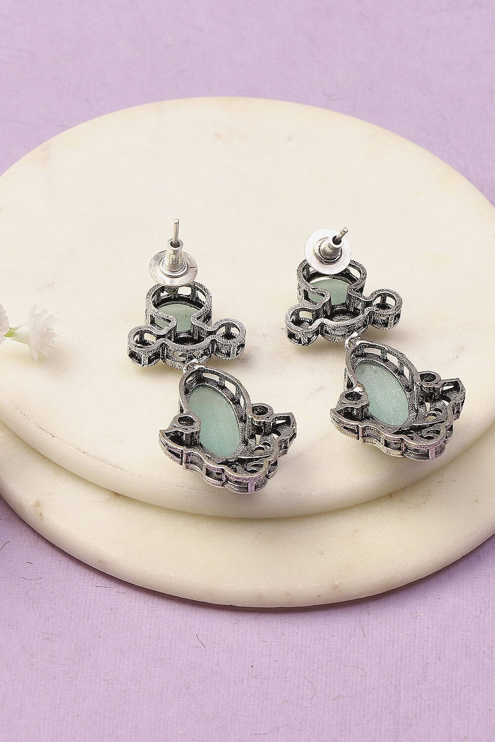 Apple Green Oxidised Alloy Earrings image number 2