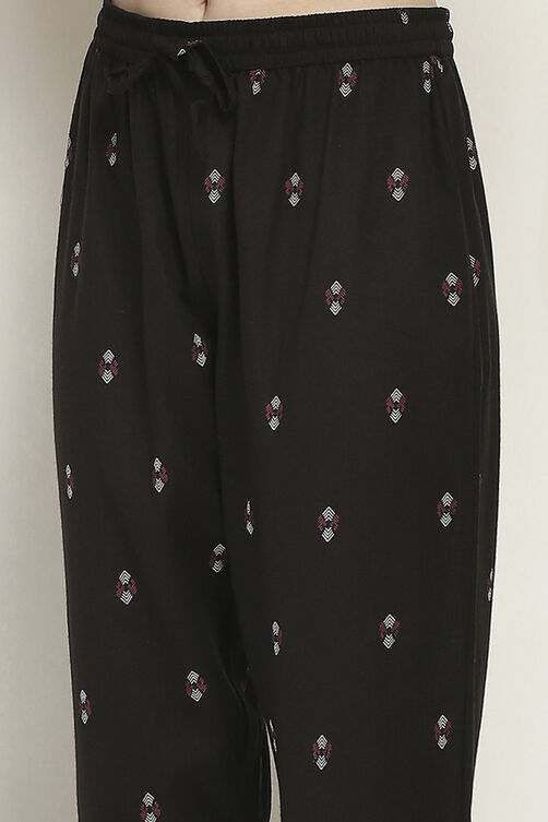 Black Viscose Blend Straight SET image number 2