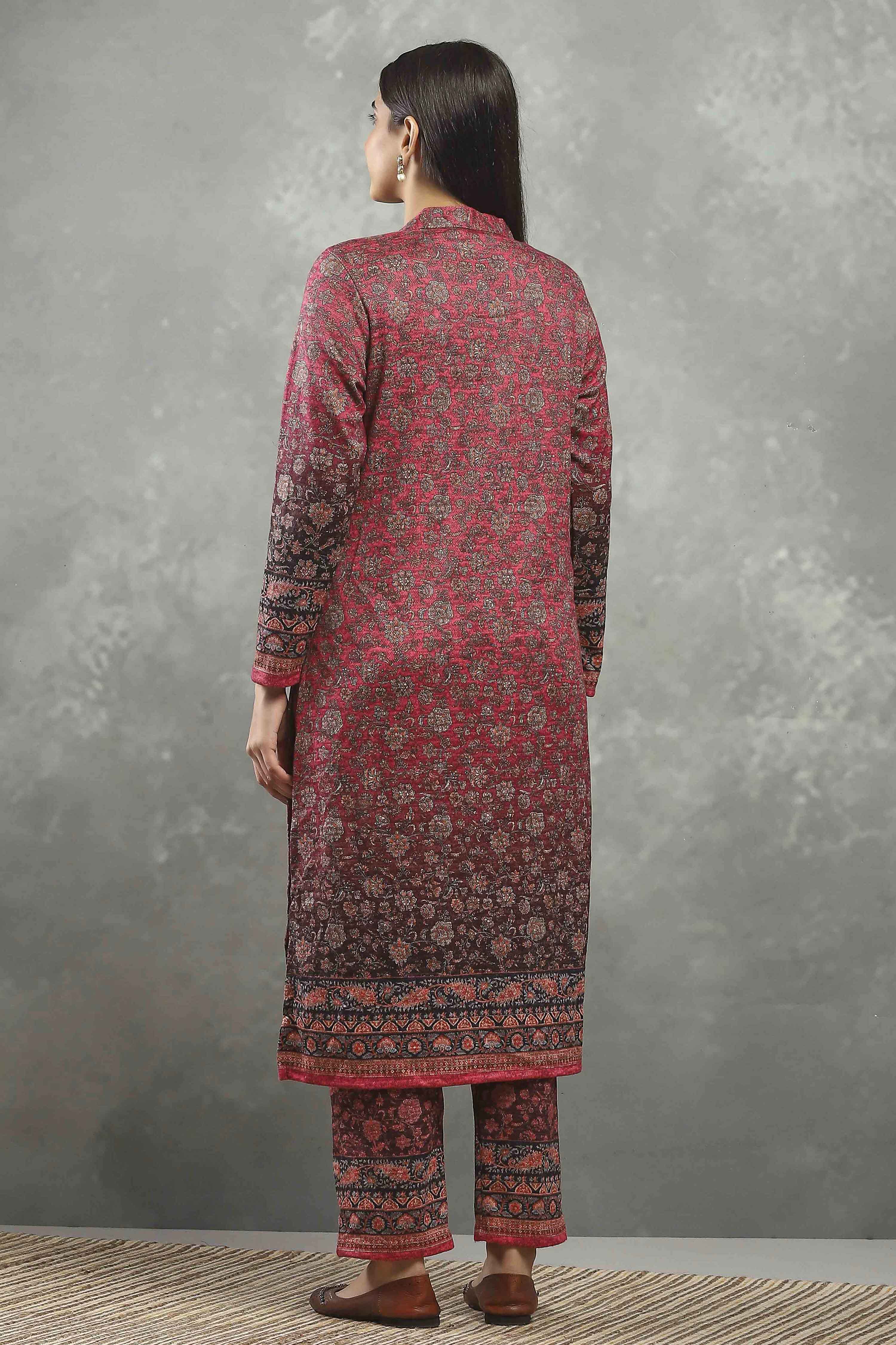 Pink Polyester Printed Straight Suit Set image number 4