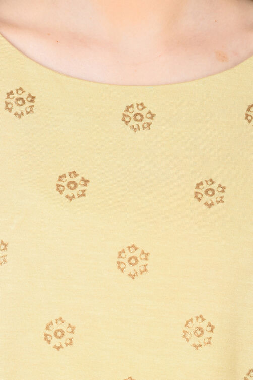 Beige Straight Viscose Indie Top image number 1
