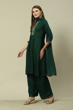 Green LIVA Straight Printed Kurta Palazzo Suit Set image number 4