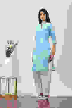 Blue Cotton Straight Kurtas image number 2