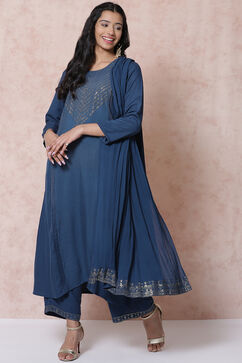 Indigo LIVA A Line Kurta image number 2