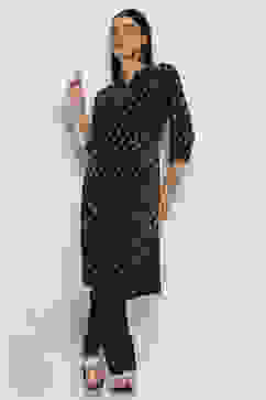 Navy Blue Cotton Blend Straight Kurta Set image number 0