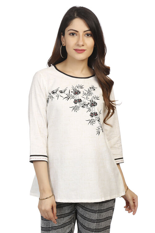 Ecru A Line Cotton Indie Top image number 0