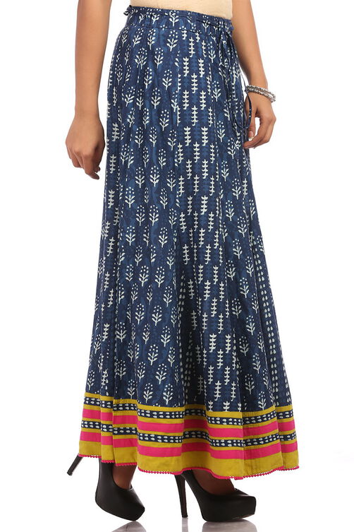 Indigo Flared Cotton Skirt image number 0