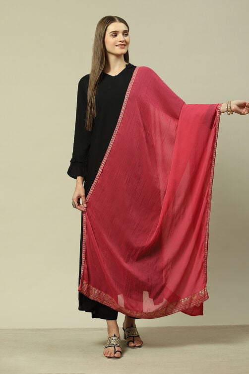 Pink Poly Chiffon Printed Dupatta image number 0