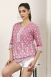Pink Cotton Straight Tops image number 5