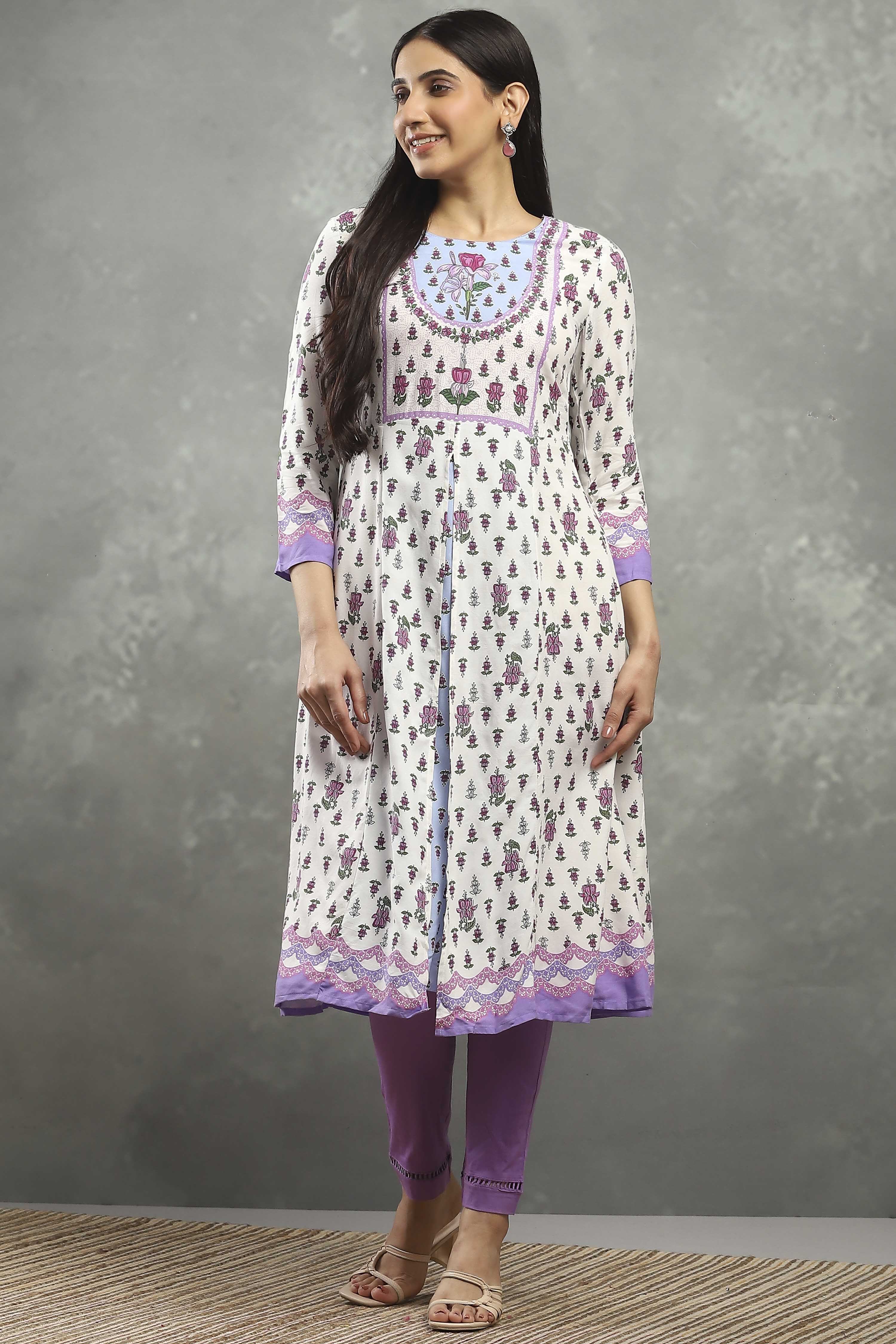 White Polyester Straight Kurta Pants Set image number 6