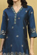 Blue Art Silk Printed Straight Kurta image number 1