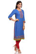 Blue Straight Cotton Kurta image number 2