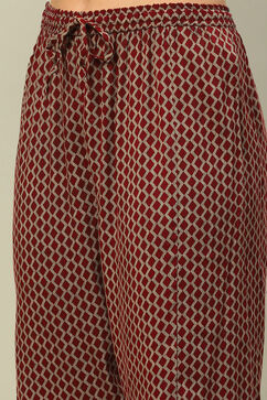 Maroon Viscose Blend Straight Printed Kurta Salwar Suit Set image number 2