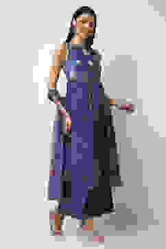 Indigo Blue Floral Anarkali Suit Set image number 5