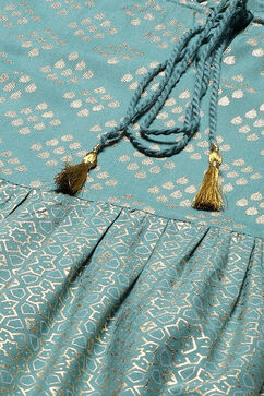 Green Viscose Rayon Tiered Dress image number 1