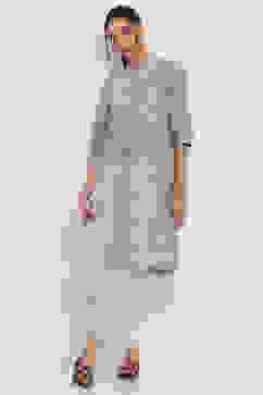 Grey Cotton Printed Straight Kurta image number 0