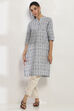 Grey Cotton Straight Kurta image number 0