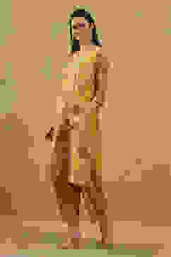 Mustard Viscose Blend Printed Straight Suit Set image number 3