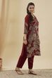 Blue Viscose Blend Straight Printed Kurta Pants Set image number 4
