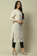 Off White Rayon Staight Kurta image number 4