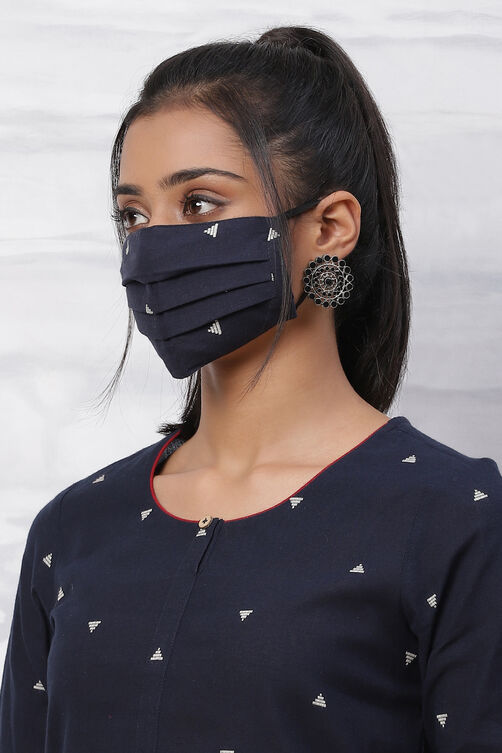 Navy Blue Poly Cotton Face Mask image number 1