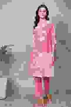 Pink Cotton Straight Kurtas image number 5