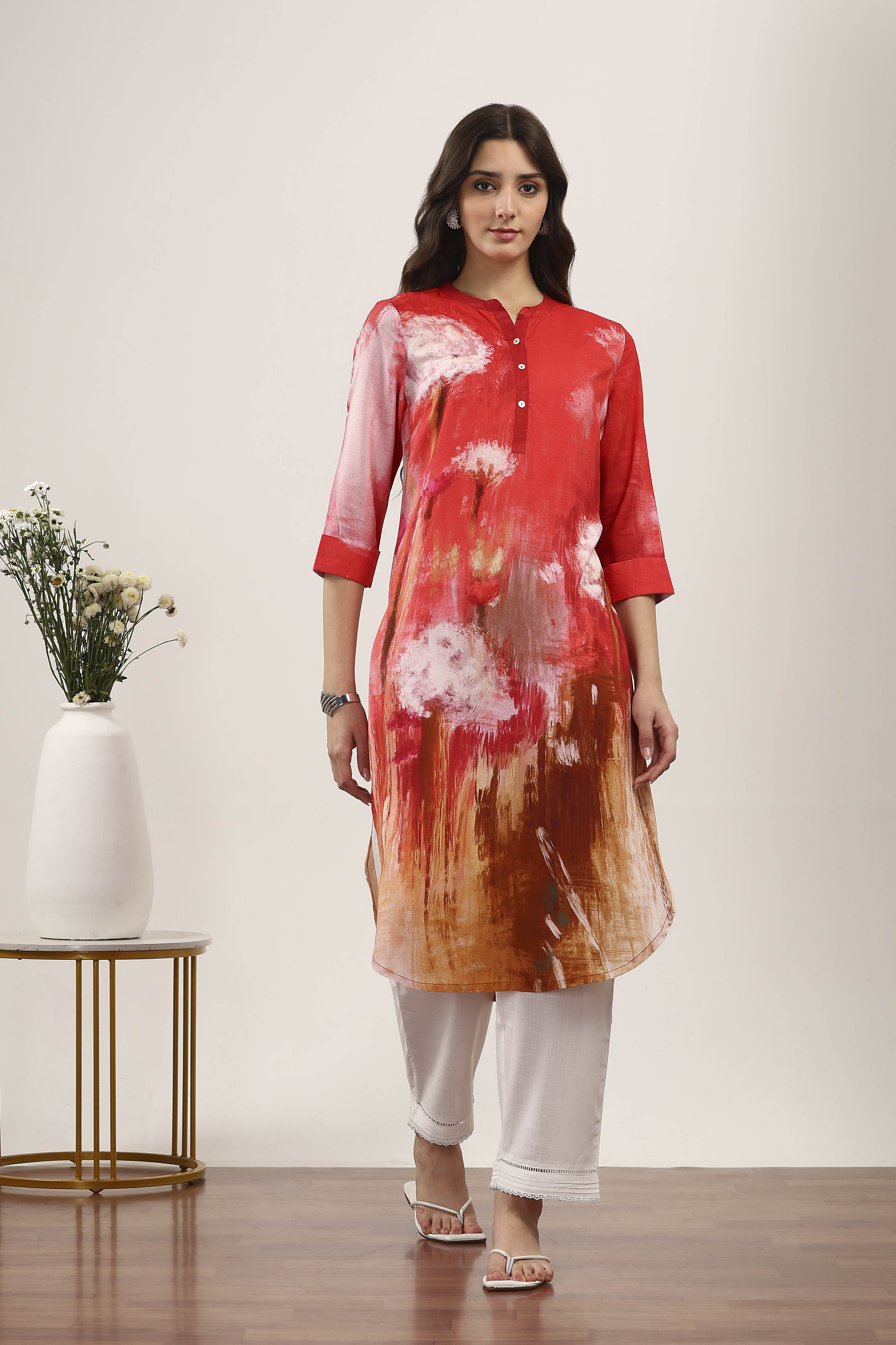 Blue Printed Straight Kurta image number 5