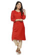 Red Straight Cotton Kurta image number 0