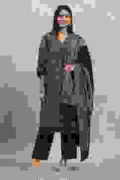 Black Polyester Yarndyed Straight Suit Set image number 6