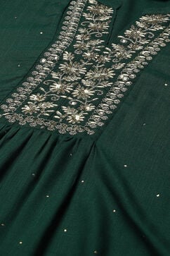 Green LIVA Straight Printed Kurta Palazzo Suit Set image number 1