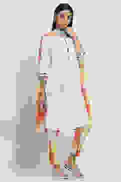 White Cotton Straight Suit Set image number 5