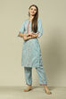 White Viscose Straight Printed Kurta Palazzo Suit Set image number 0