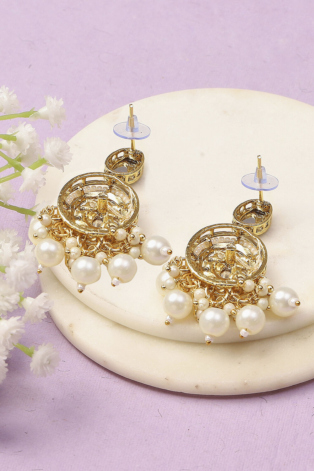 White Oxidised Alloy Earrings image number 2