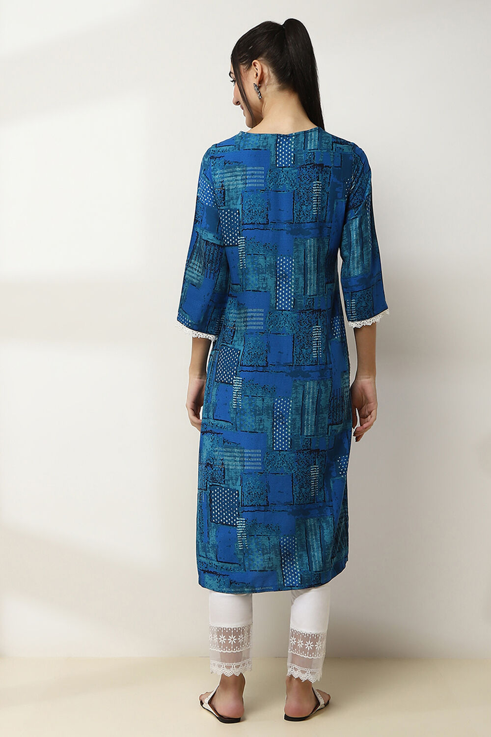 Indigo Viscose Rayon Straight Kurta image number 3