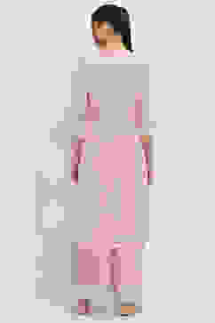 Lavender Printed Straight Kurta image number 4