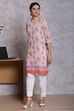 Orange Cotton And Cambric Straight Kurta image number 2