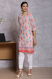 Peach Cotton And Cambric Straight Kurta image number 2
