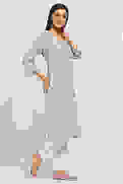 White and Teal Printed Straight Kurta image number 4