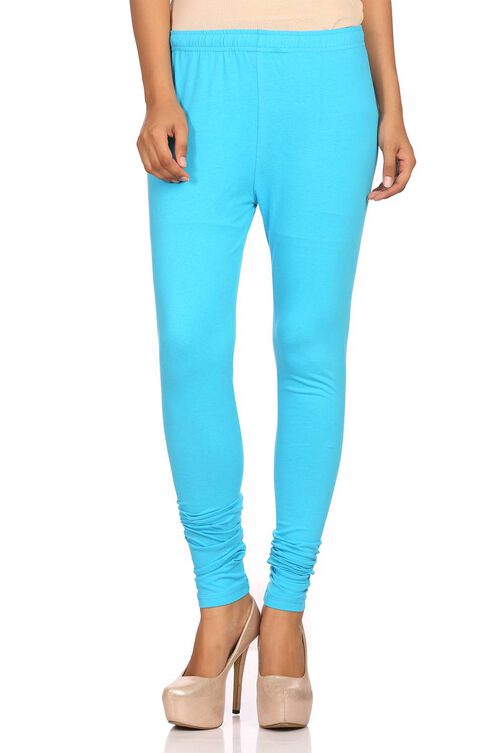 Turquoise Cotton Leggings image number 0