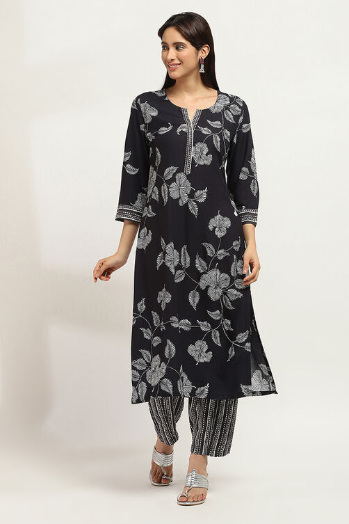 Black Viscose Rayon Straight SET image number 6
