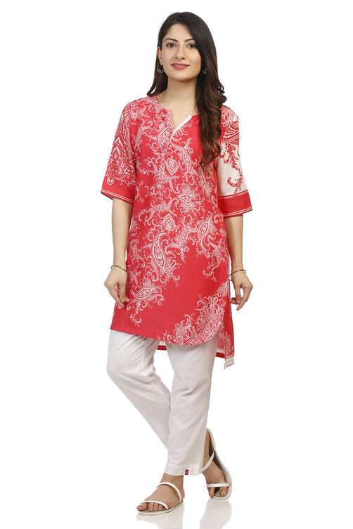 Pink Straight High Low Viscose Kurta image number 3