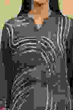 Grey Viscose Rayon Printed Straight Kurta image number 1
