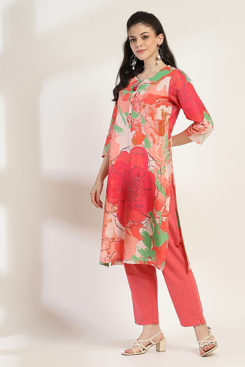 Aqua Cotton Straight Kurta image number 2