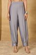 Silver Viscose Blend Straight Pants image number 5