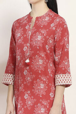 Red Cotton Straight SET image number 1